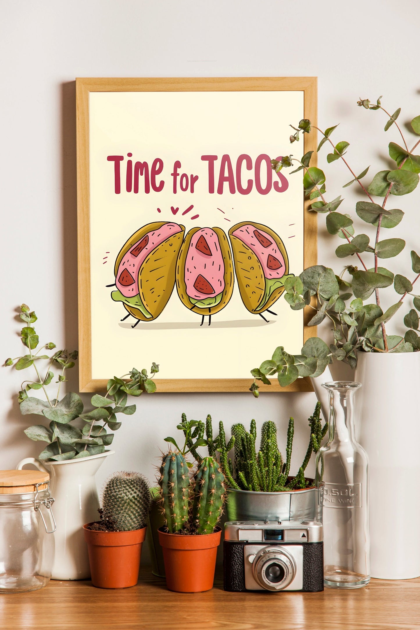 TIME for TACOS kitchen decoration poster wooden frame.