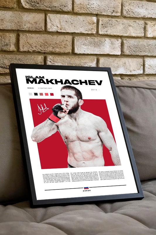 İslam Makhachev - ISLAM MAKHACHEV UFC Poster Print - Black Wooden
