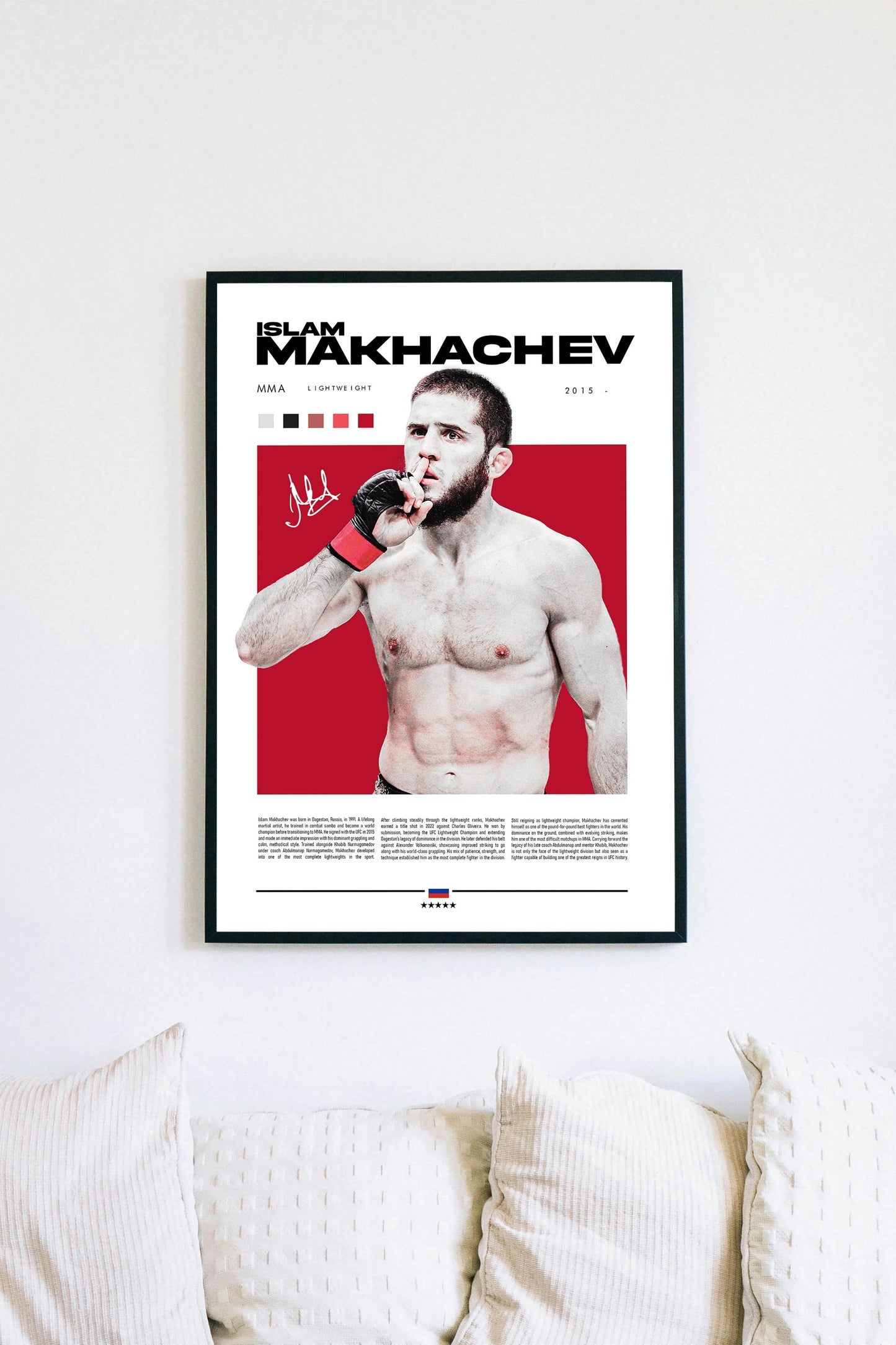 İslam Makhachev - ISLAM MAKHACHEV UFC Poster Print - Black Wooden